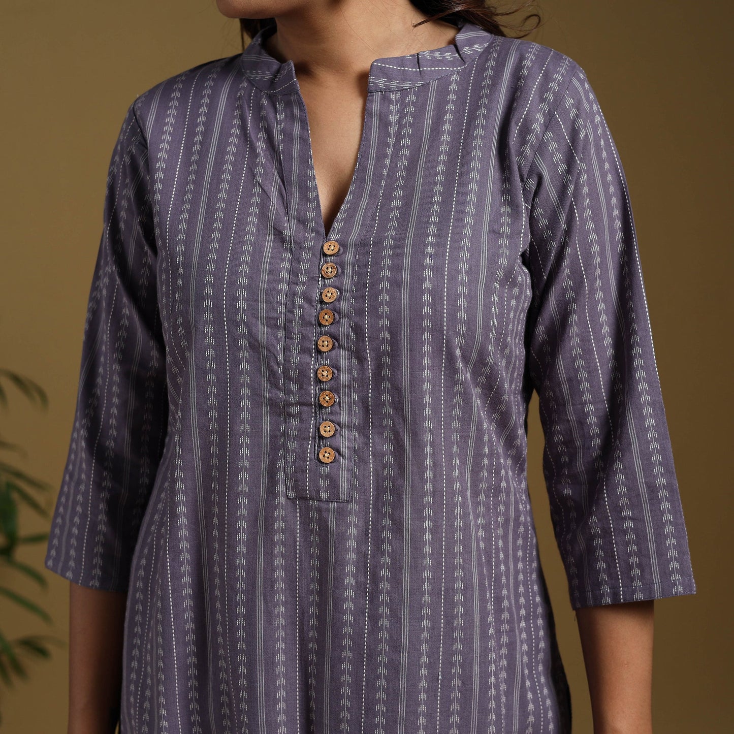 Purple - cotton jacquard kurta set (set of 3) 10