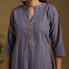 Purple - cotton jacquard kurta set (set of 3) 10