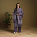 Purple - cotton jacquard kurta set (set of 3) 10