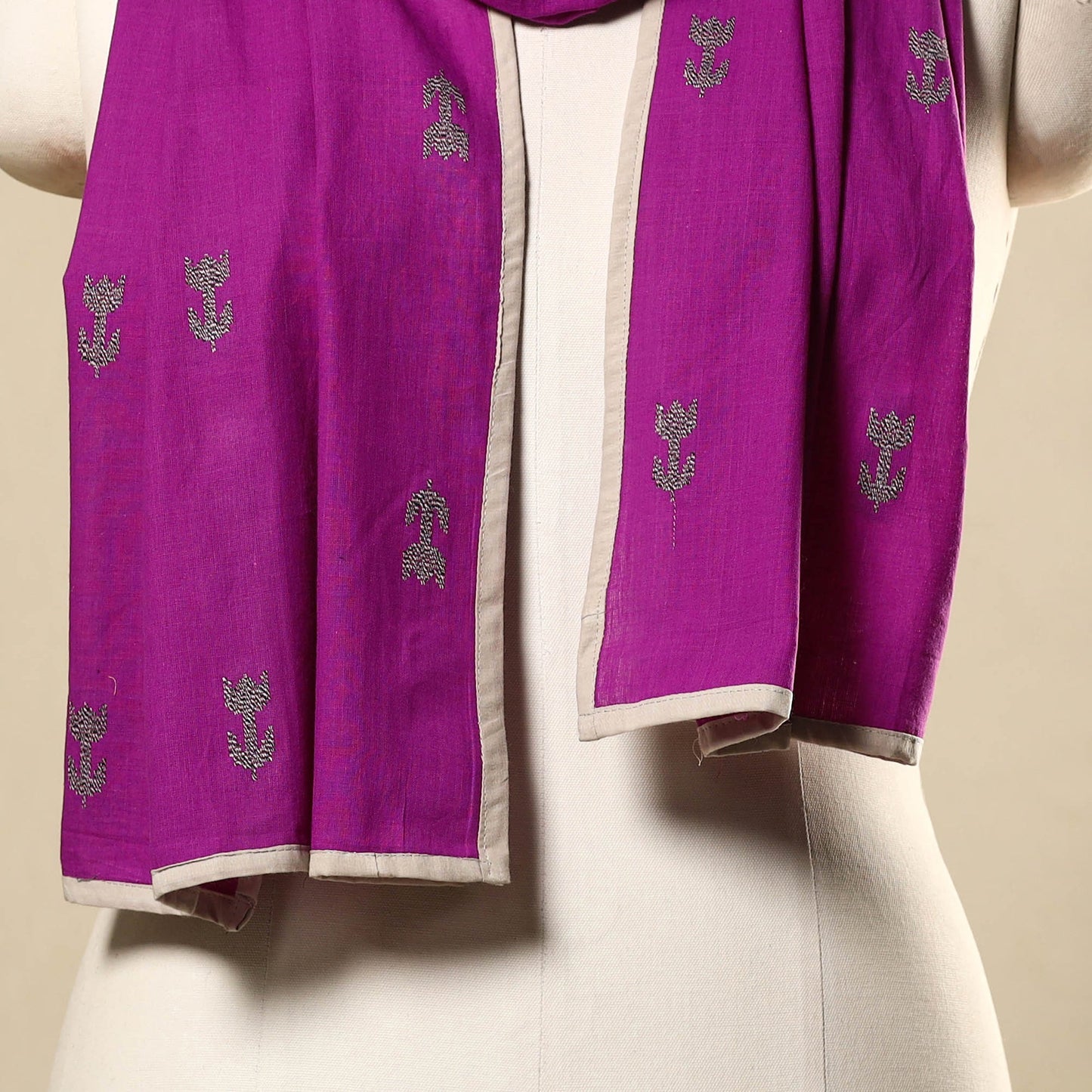  Purple Cotton Jacquard Stole