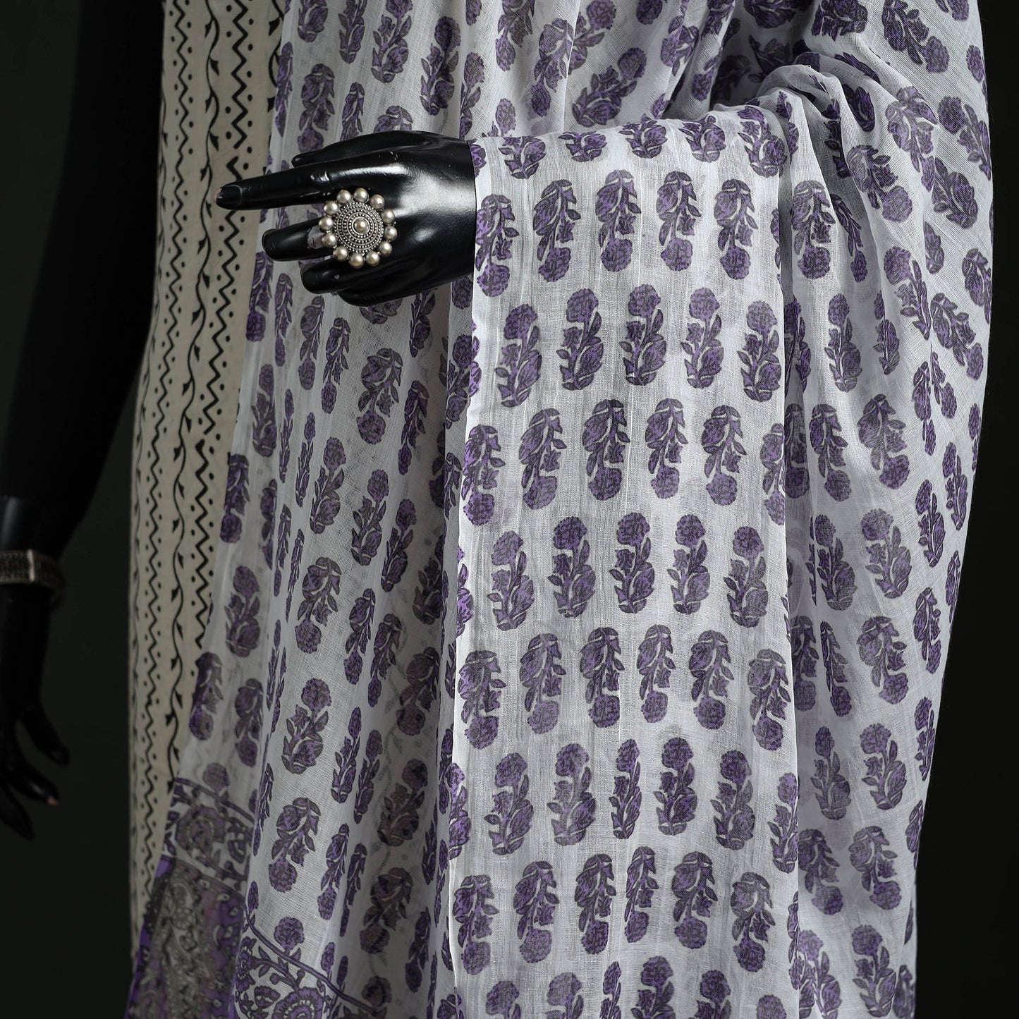 Cotton jaipur printed dupatta 45 - handcrafted