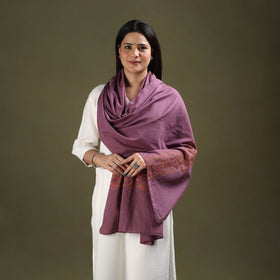 Buy Purple Cotton Kashida Embroidery Stole