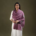 Purple - cotton kashida embroidery stole 25 - handcrafted