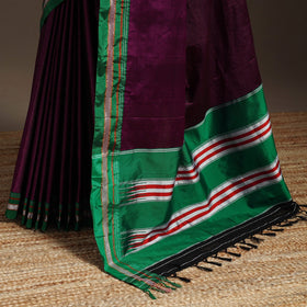 Cotton khun saree with chikki paras border 06 - handcrafted