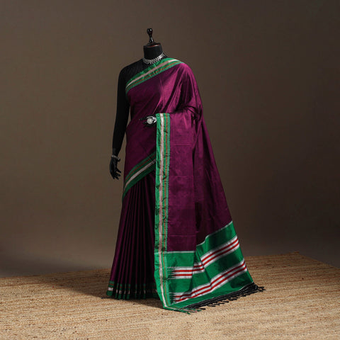 Cotton khun saree with chikki paras border 06 - handcrafted