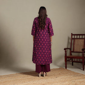 Purple - cotton a-line pochampally ikat kurta 03
