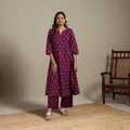 Purple - cotton a-line pochampally ikat kurta 03