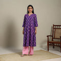Purple - cotton a-line pochampally ikat kurta 13
