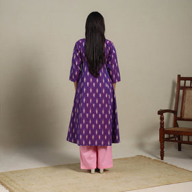 Purple - cotton a-line pochampally ikat kurta 13