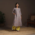 Purple - cotton a-line sanganeri kurta 05 - handcrafted