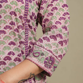 Purple - cotton a-line sanganeri kurta 14 - handcrafted