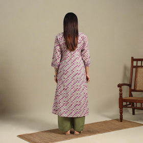 Purple - cotton a-line sanganeri kurta 14 - handcrafted