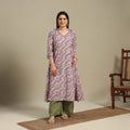 Purple - cotton a-line sanganeri kurta 14 - handcrafted