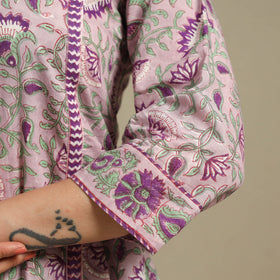 Purple - cotton a-line sanganeri kurta 15 - handcrafted
