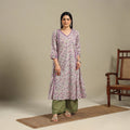 Purple - cotton a-line sanganeri kurta 15 - handcrafted