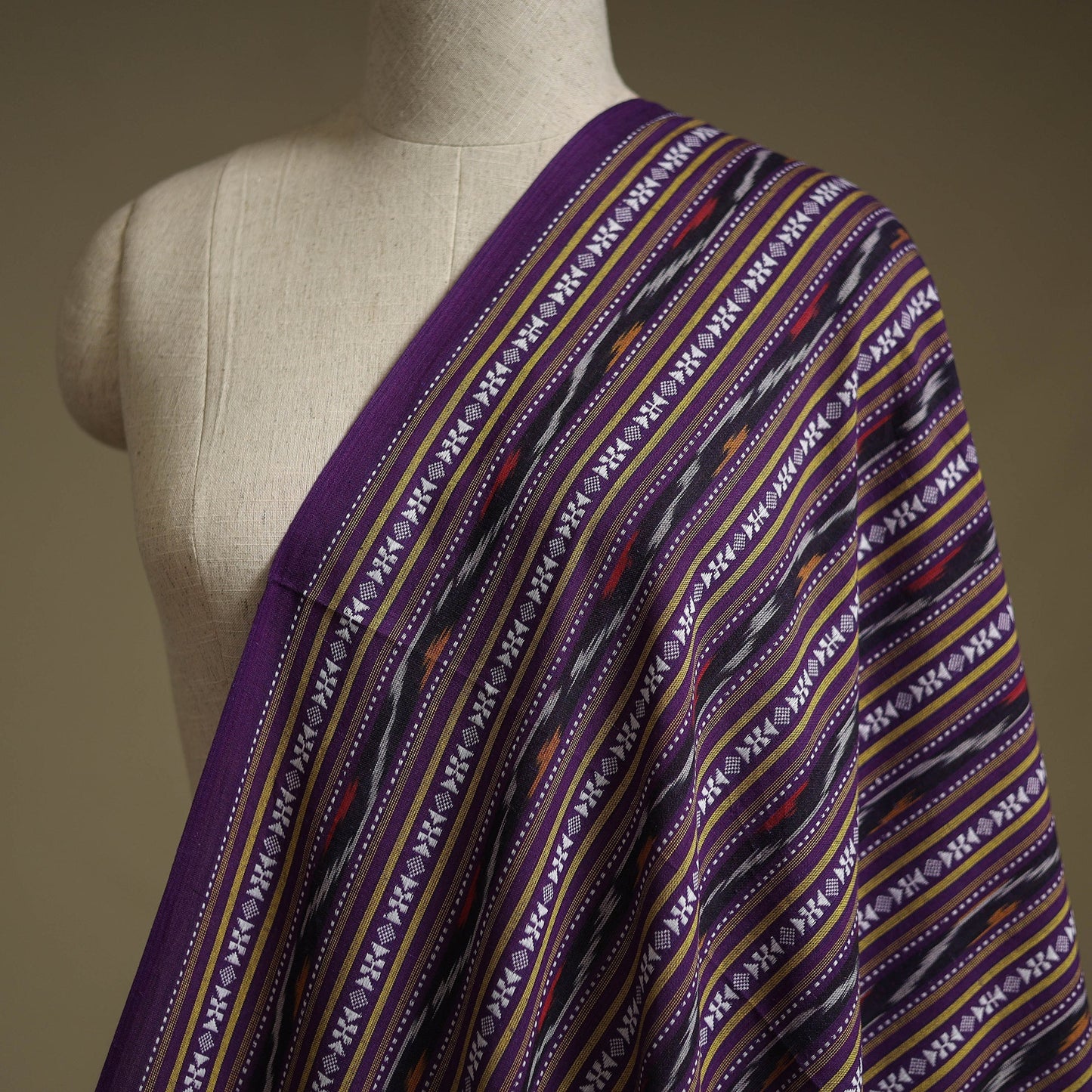 Cotton pochampally dabi ikat fabric 23 - handcrafted