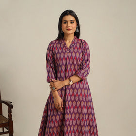 Purple Cotton Pochampally Ikat Kurta Set (Set of 2)