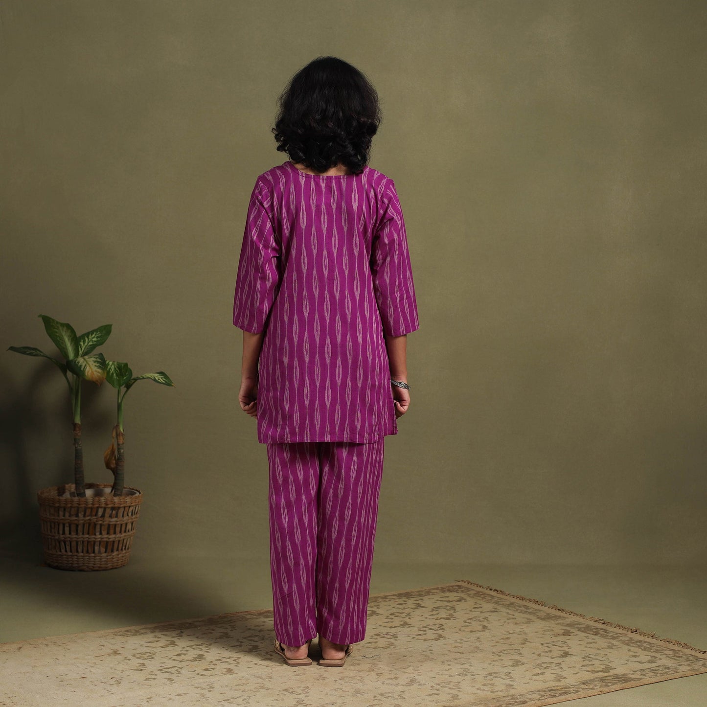 Purple Cotton Pochampally Ikat Night Suit Set