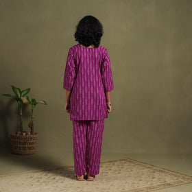 Purple Cotton Pochampally Ikat Night Suit Set