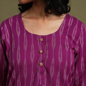 Purple Cotton Pochampally Ikat Night Suit Set
