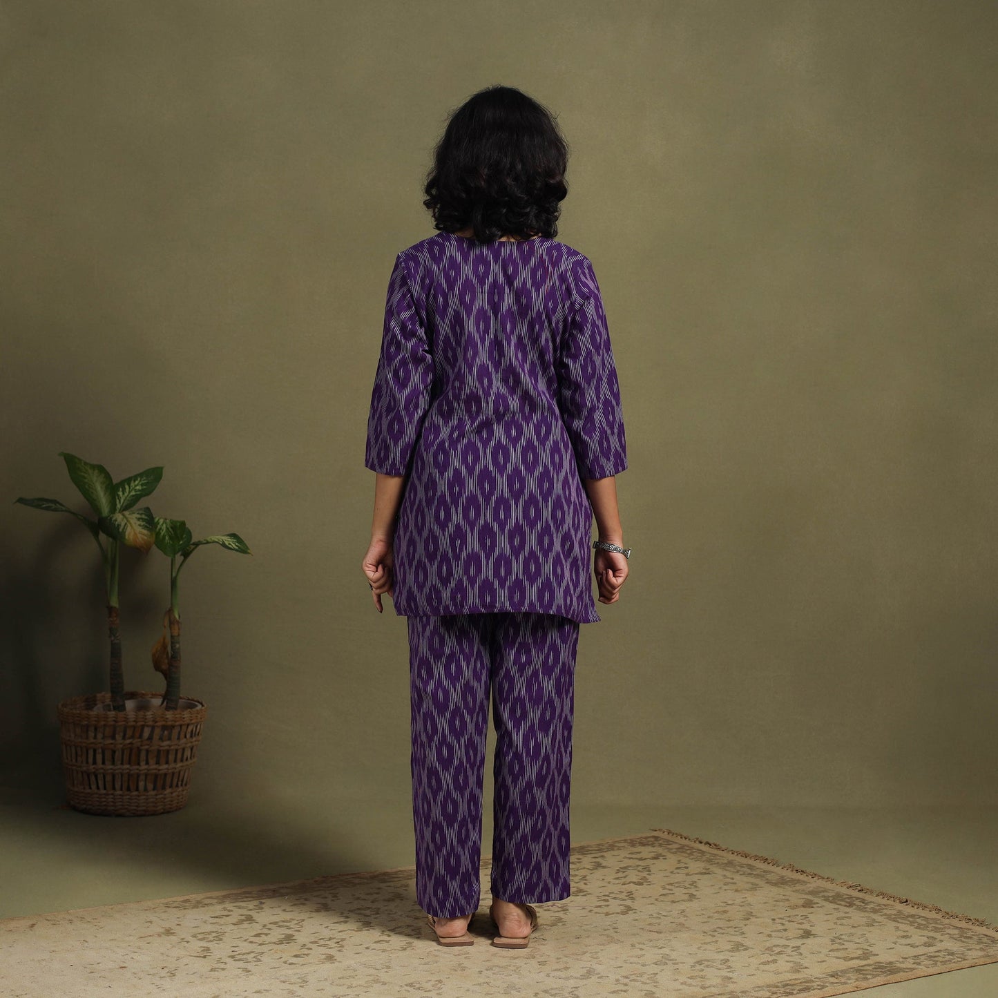 Purple - cotton pochampally ikat night suit set 03