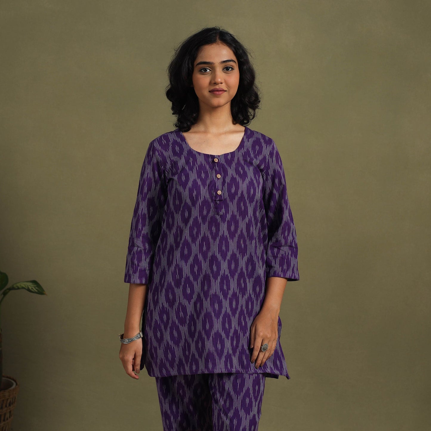 Purple - cotton pochampally ikat night suit set 03