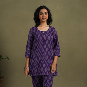 Purple - cotton pochampally ikat night suit set 03