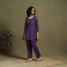 Purple - cotton pochampally ikat night suit set 03
