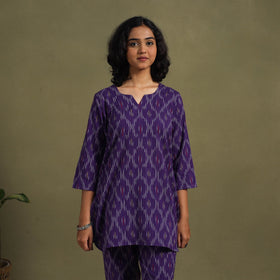 Purple Cotton Pochampally Ikat Night Suit Set