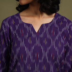 Purple Cotton Pochampally Ikat Night Suit Set