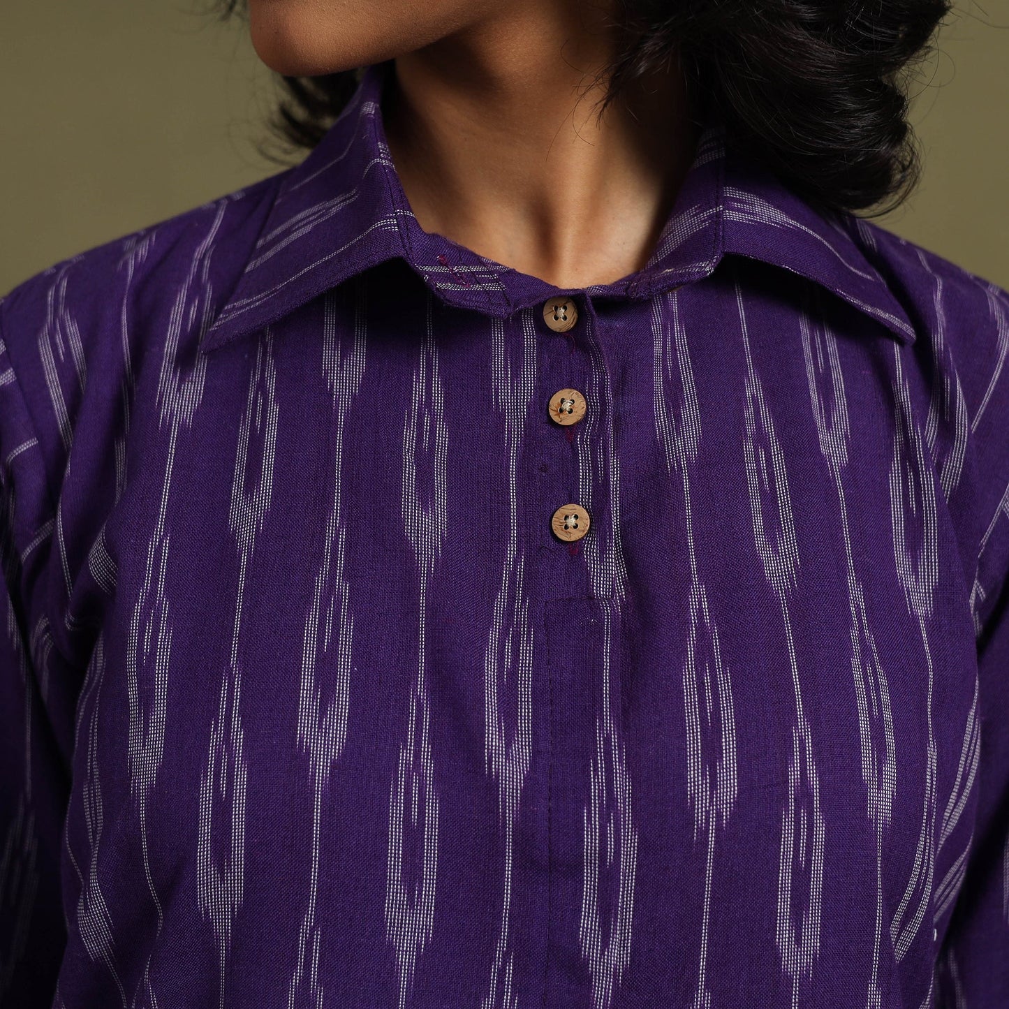 Purple Cotton Pochampally Ikat Night Suit Set