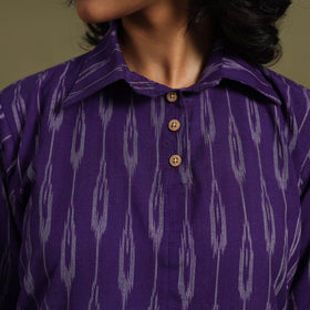 Purple Cotton Pochampally Ikat Night Suit Set