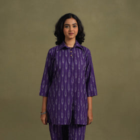 Purple Cotton Pochampally Ikat Night Suit Set