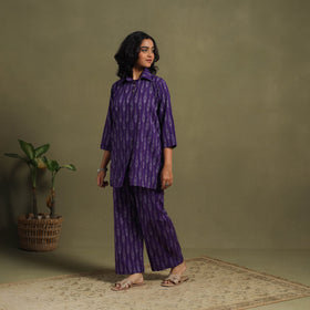 Purple Cotton Pochampally Ikat Night Suit Set