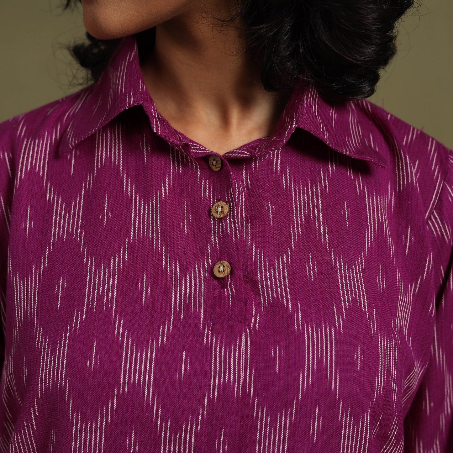 Purple Cotton Pochampally Ikat Night Suit Set