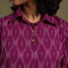 Purple Cotton Pochampally Ikat Night Suit Set