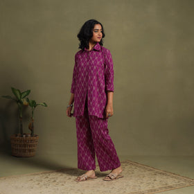 Purple Cotton Pochampally Ikat Night Suit Set