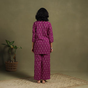 Purple Cotton Pochampally Ikat Night Suit Set