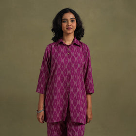 Purple Cotton Pochampally Ikat Night Suit Set
