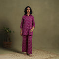 Purple Cotton Pochampally Ikat Night Suit Set