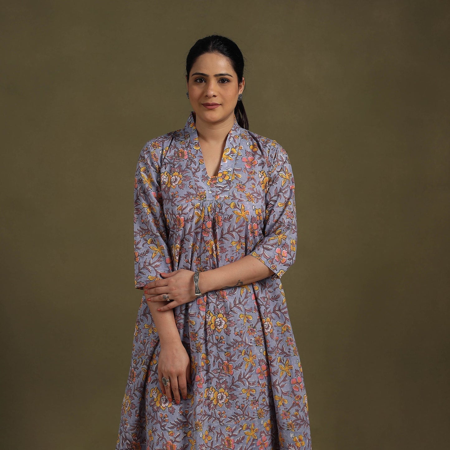 Purple Cotton Sanganeri Block Print Co-Ord Set
