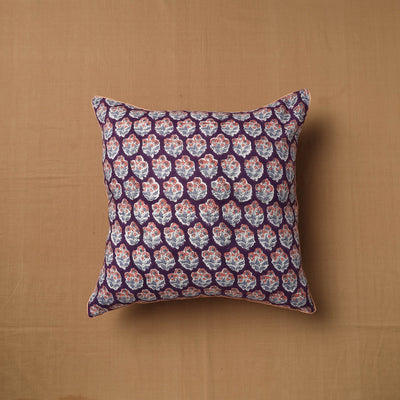  Purple Block Print Cotton Sanganeri Cushion Cover