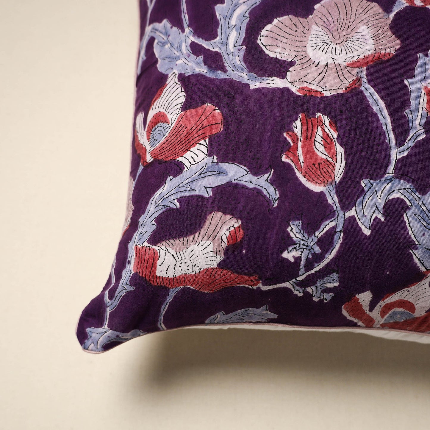 Cotton sanganeri cushion cover 39 - handcrafted