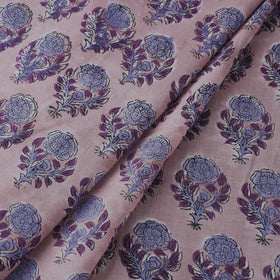 Purple Block Print Cotton Sanganeri Fabric