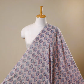 Purple Block Print Cotton Sanganeri Fabric