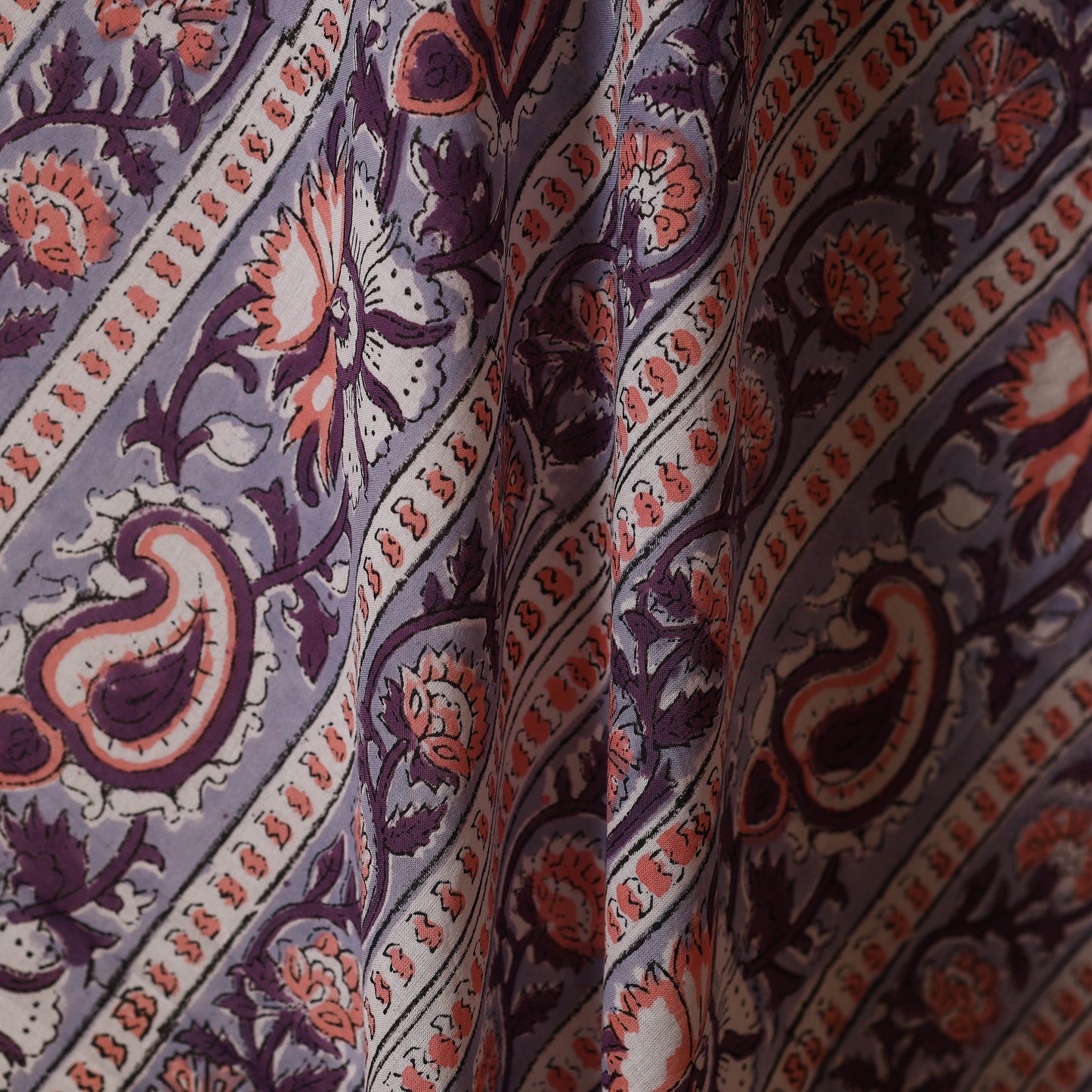 Purple - cotton sanganeri fabric 11 - handcrafted