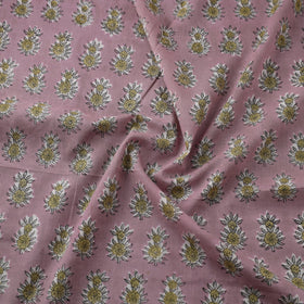 Purple Block Print Cotton Sanganeri Fabric