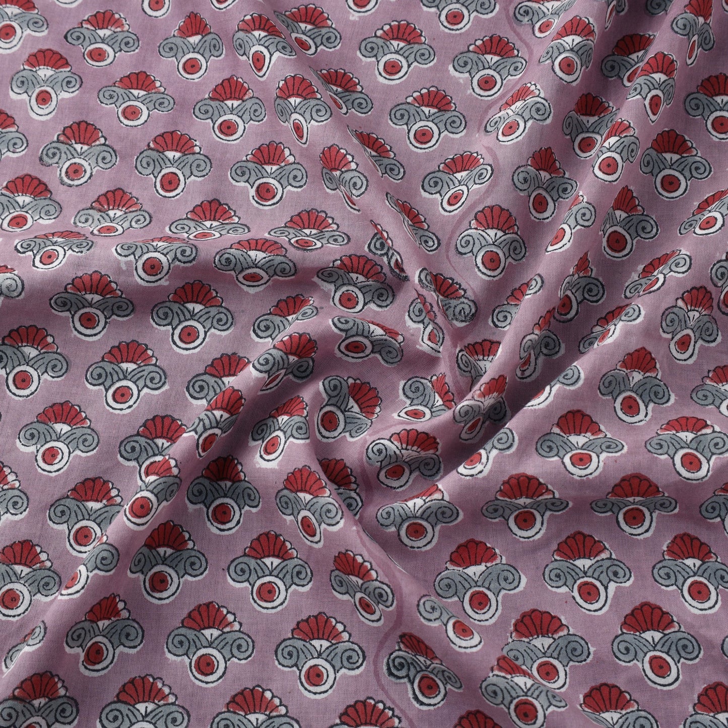 Purple Block Print Cotton Sanganeri Fabric