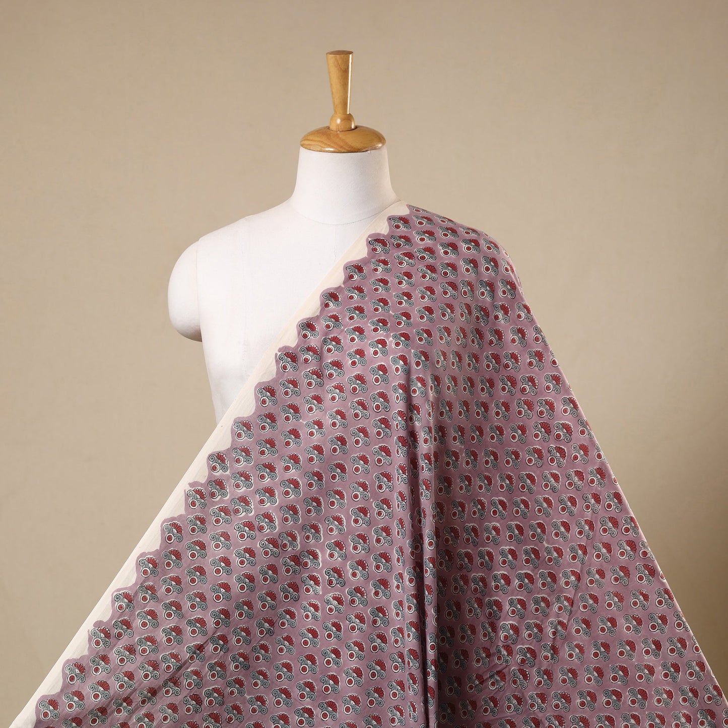 Purple Block Print Cotton Sanganeri Fabric