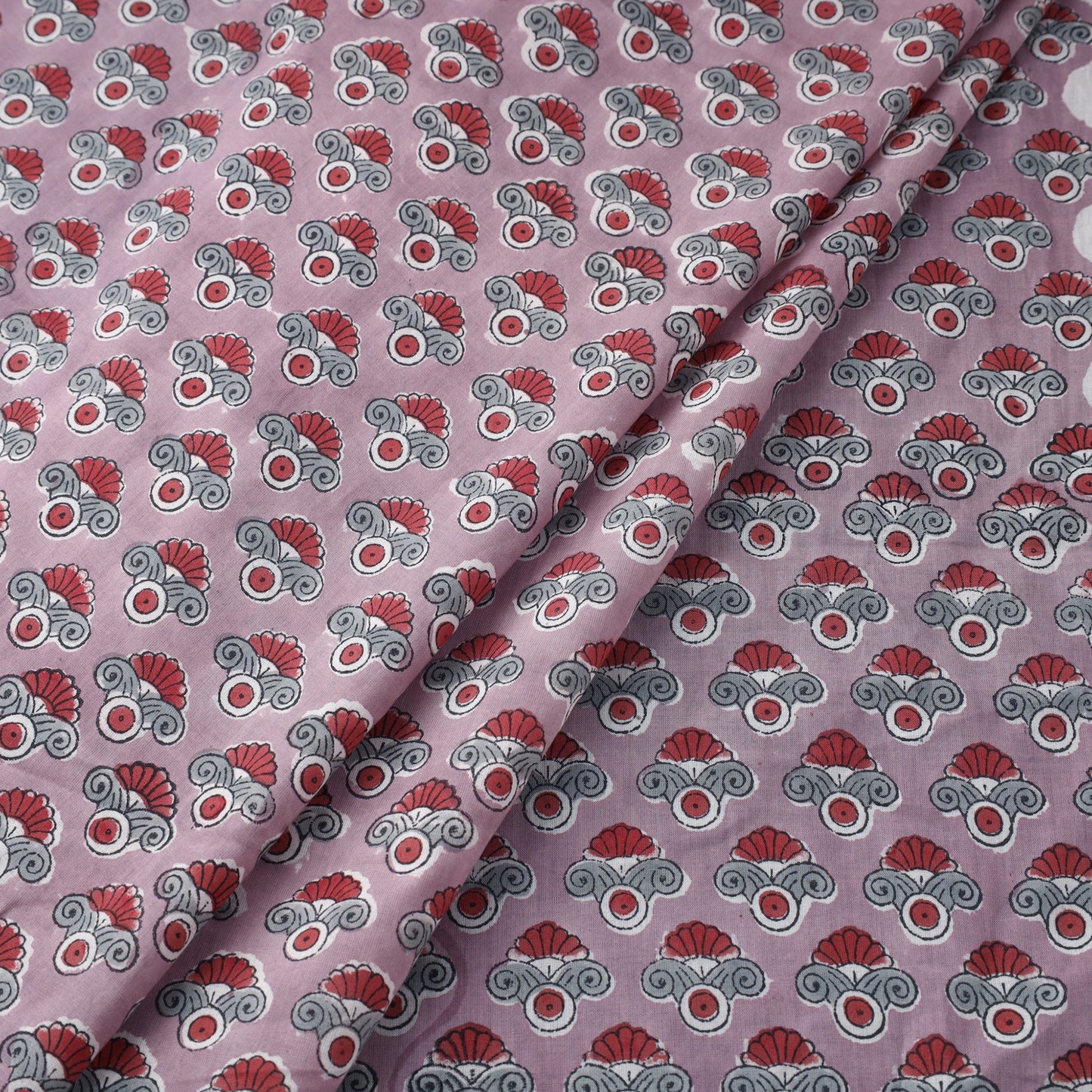 Purple Block Print Cotton Sanganeri Fabric